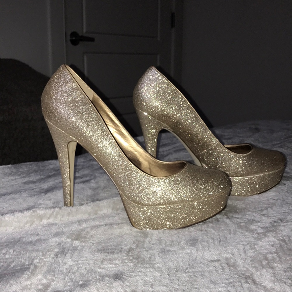 Aldo gold glitter heels