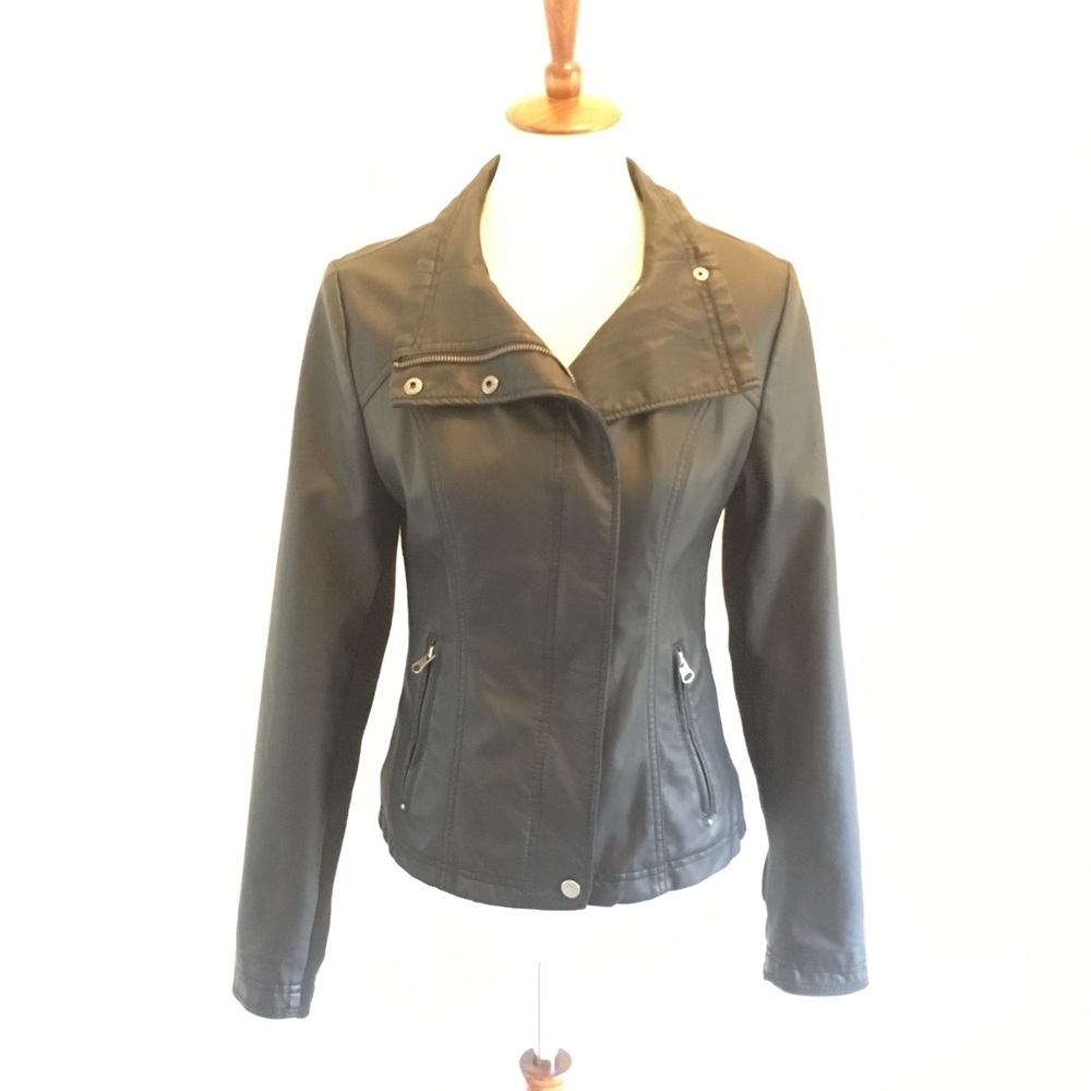 Bridget Bailey vegan leather  black Moto jacket