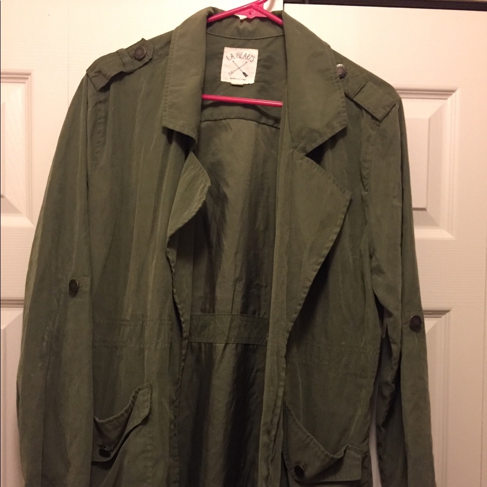 M LA Hearts green bomber jacket long