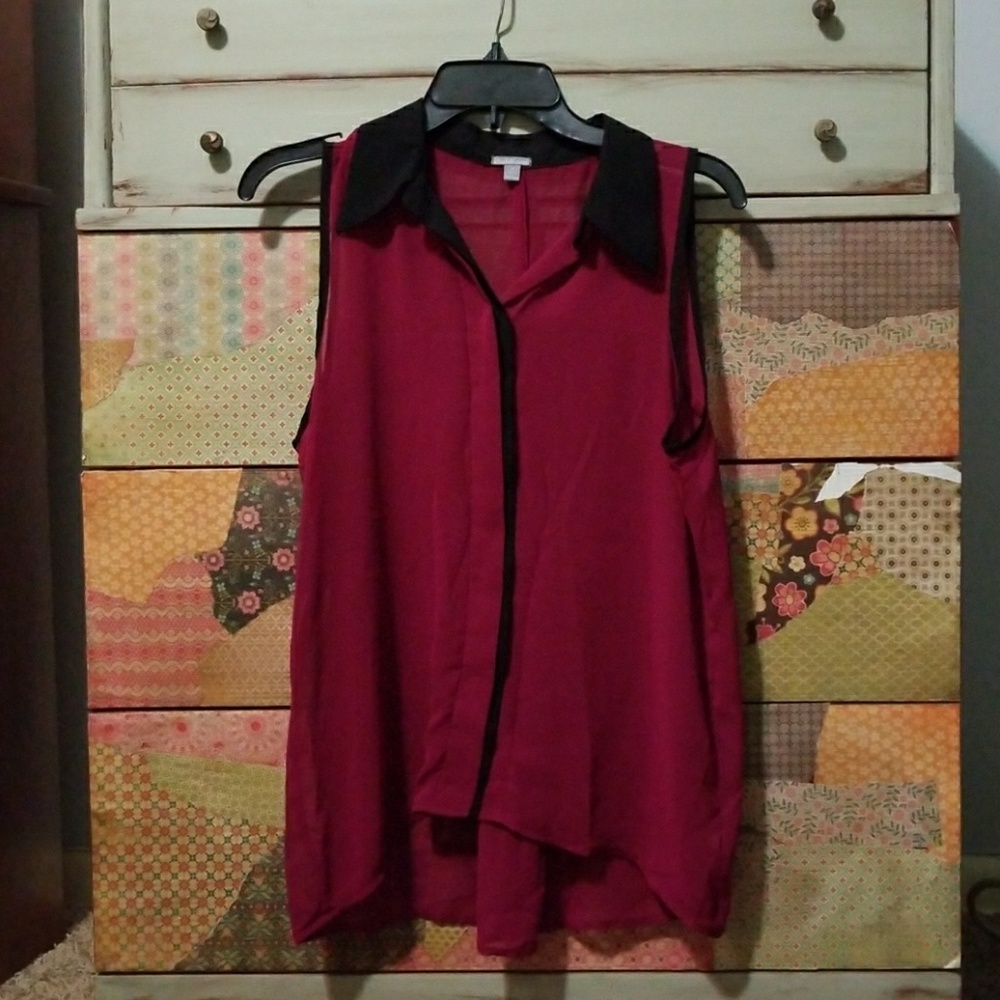 Maroon Button Down Tank