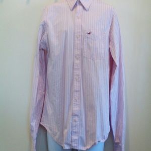 Hollister California Large pink w/pinstripes shirt
