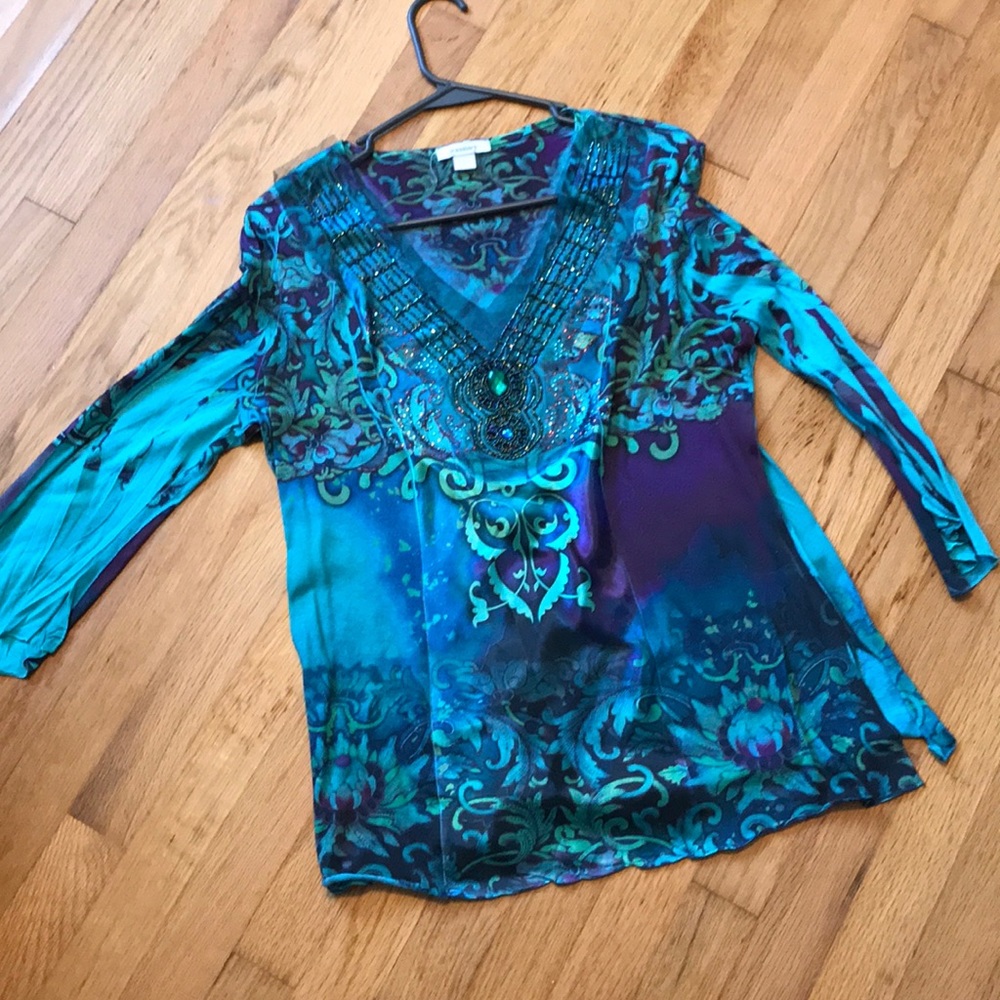 Dress barn shirt large beautiful colors and beads