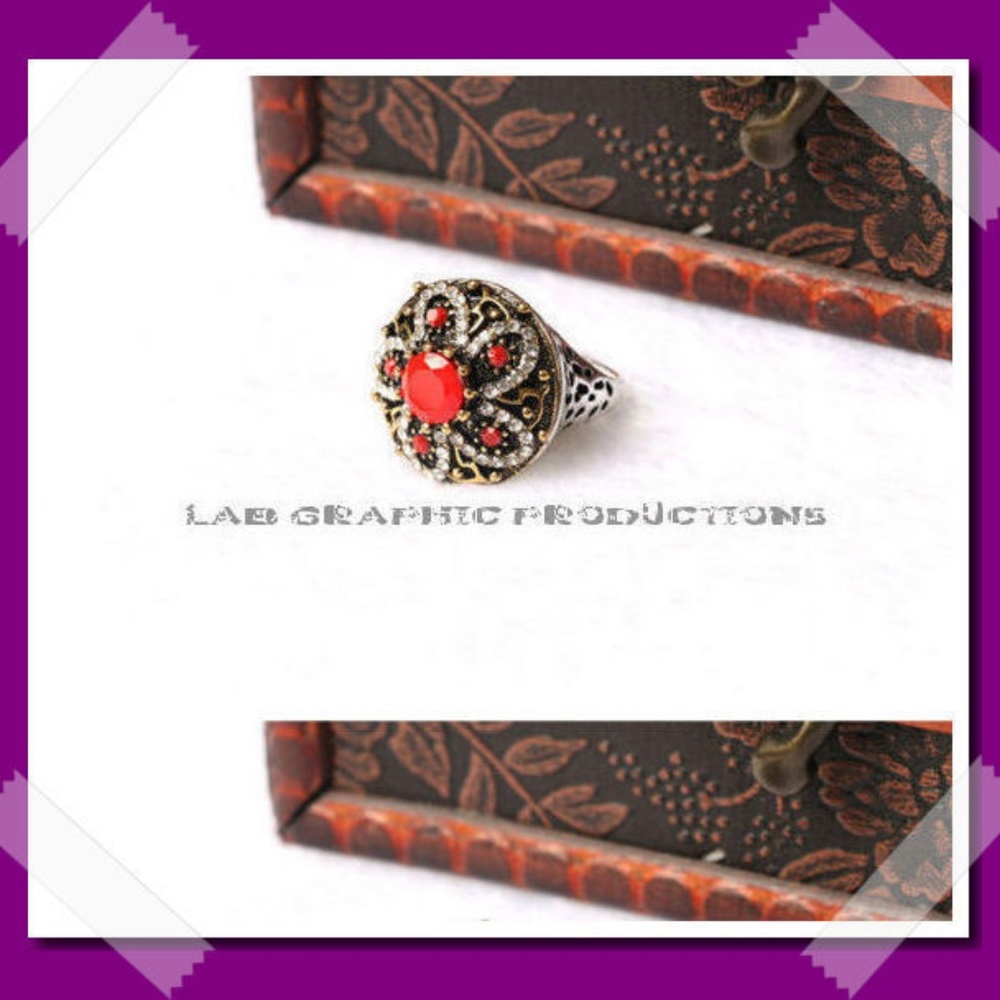 Luxury Turkish Style Inlaid Red Crystal Gold-: Pla