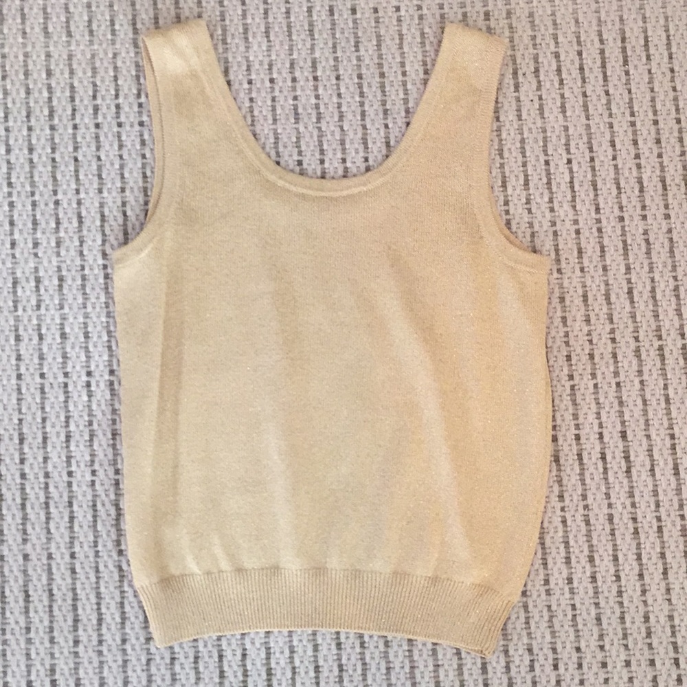 St. John Metallic Sleeveless Sweater Shell