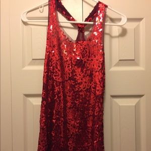 M Deb red sequin tank