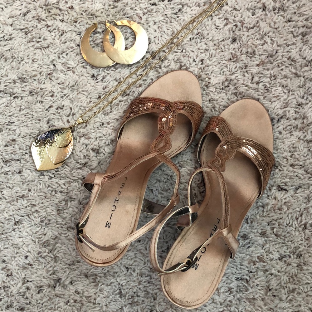 Michael (brand) rose gold colored sequins heels