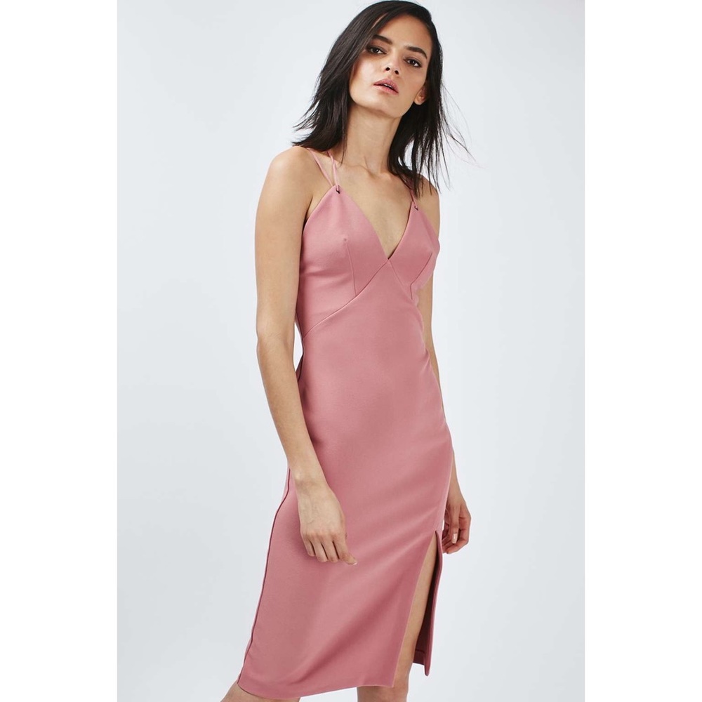 Topshop Eyelet Plunge Midi Dress