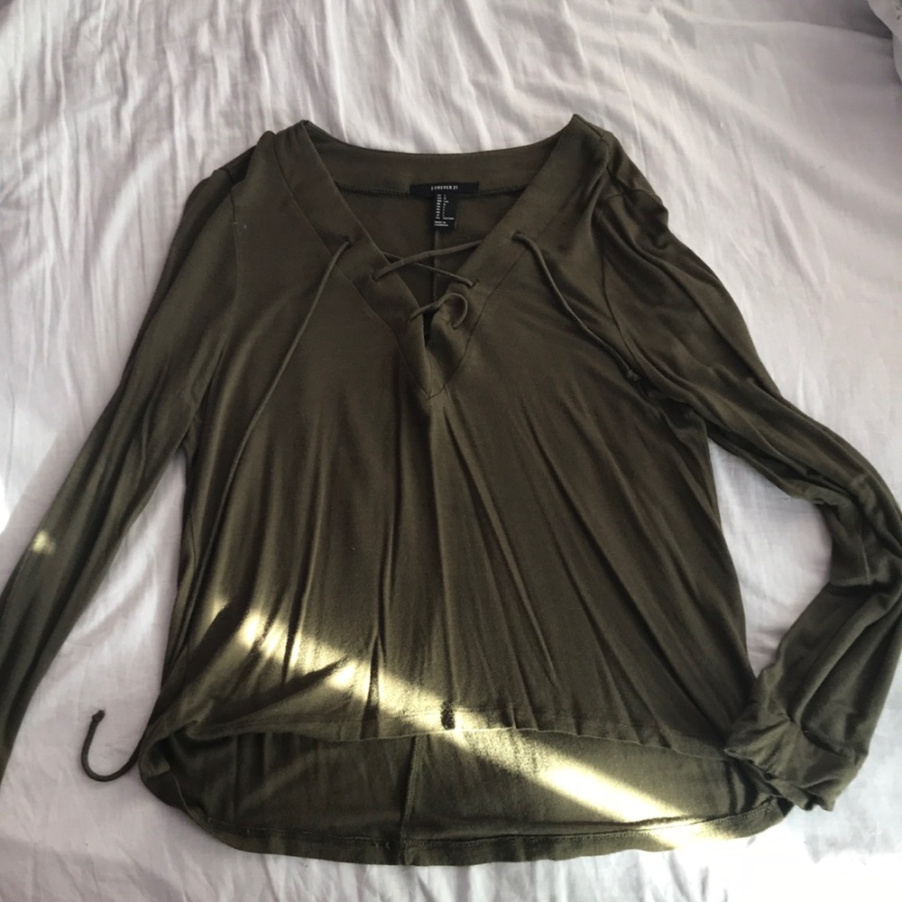 Long sleeve tie up shirt