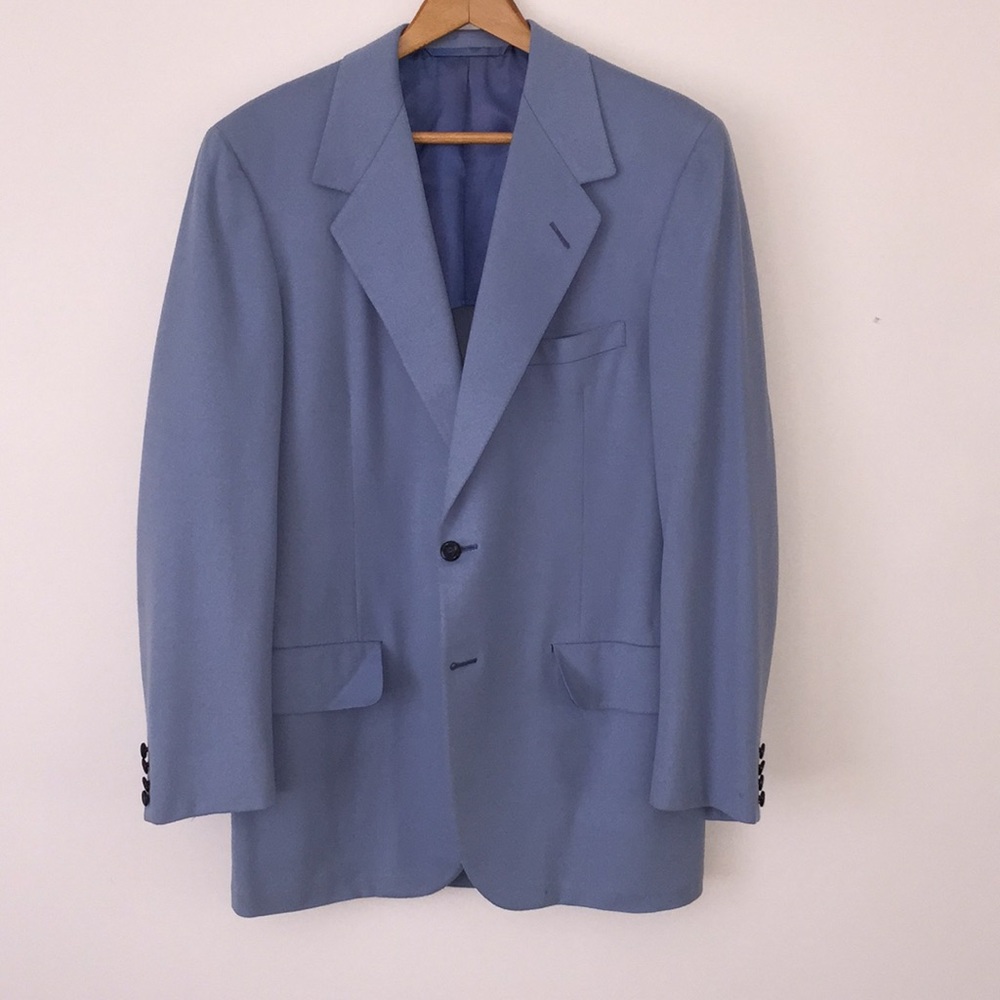 Light Blue 100% Wool Oxxford Clothes Sports Coat