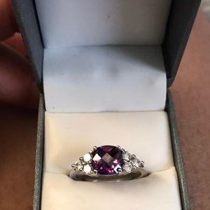 925 Silver Ring w Amethyst(February) Birthstone