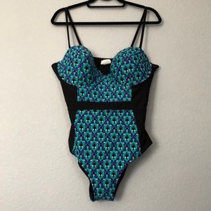 Aztec print one piece swimsuit