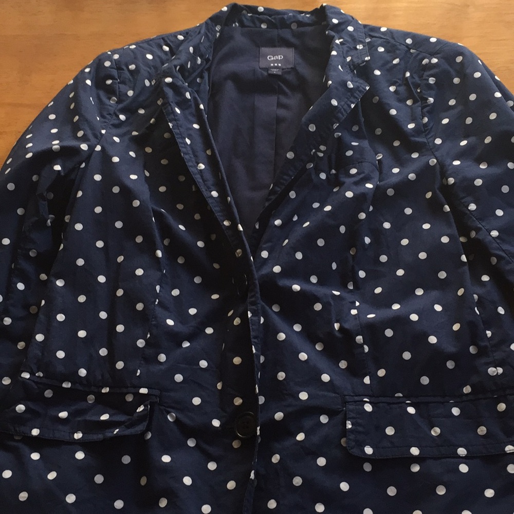 Navy and white polka dot Gap blazer