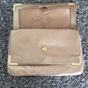 Michael Kors Bronze Leather Fold Over Clutch