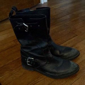 Zara Black Distressed Motorcycle Boots