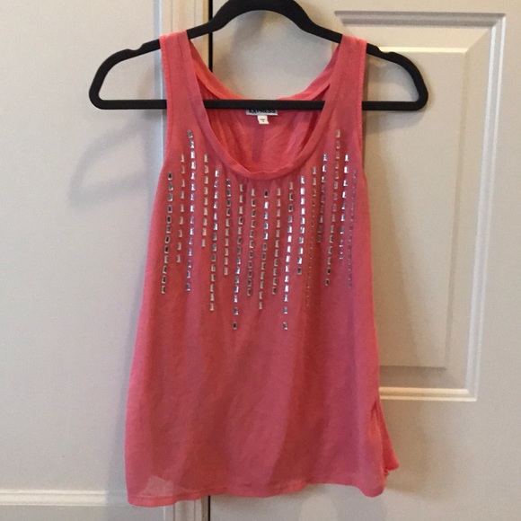 Express Tops - Express Jewel Embellished Pink Tank Top, Small