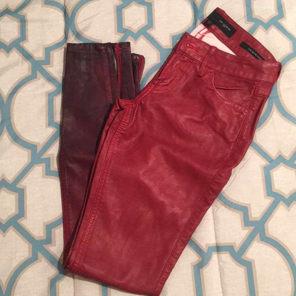 Guess Red Fade Leather Skinny Jeans