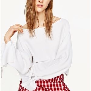 NWT Crop Tie Sleeve Sweater