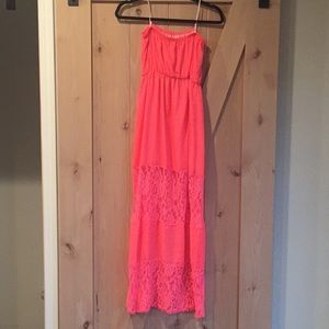 Neon Pink Lace Maxi