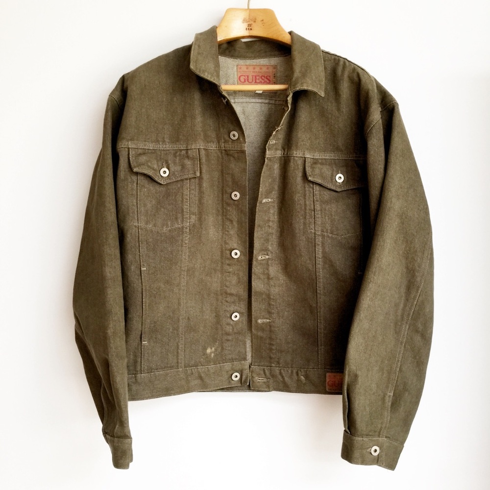 GUESS Olive Distressed Jean Jacket