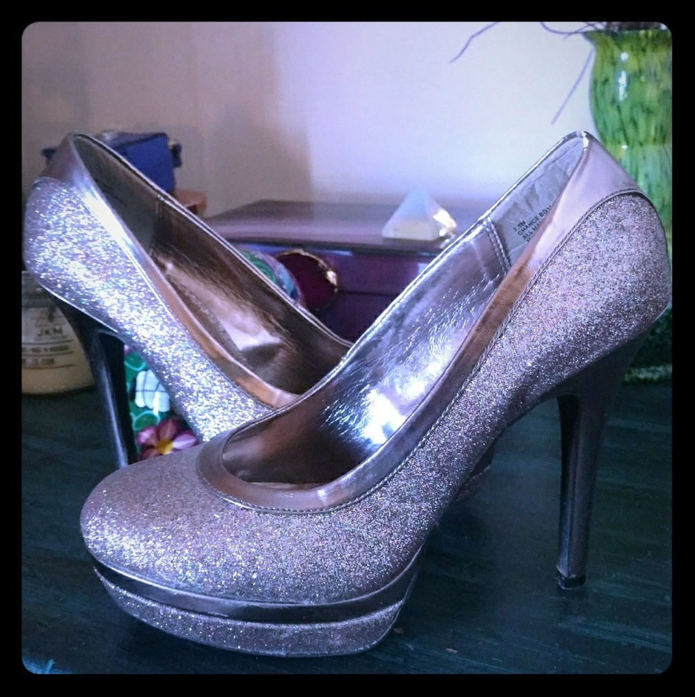 Baby Phat Pewter/multi glittered platform