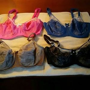 5X Bras 34DD Lace  Pk BL BLK TP Crm