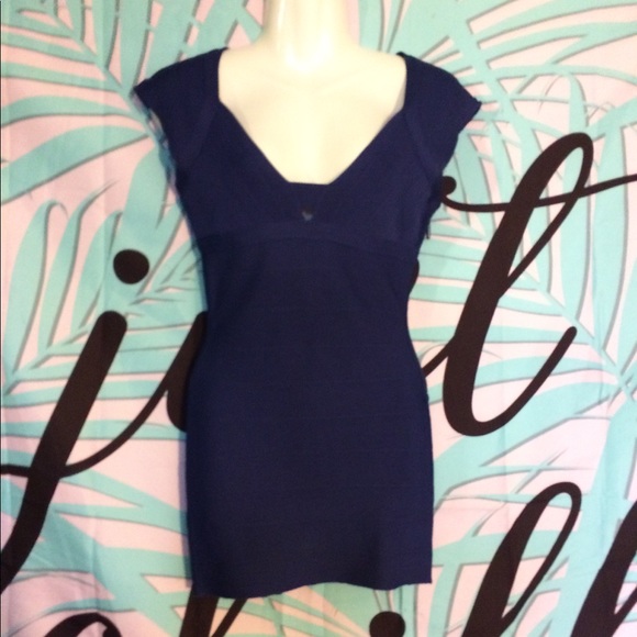 🎉 sale Guess blue stretch cocktail dress - Picture 2 of 8