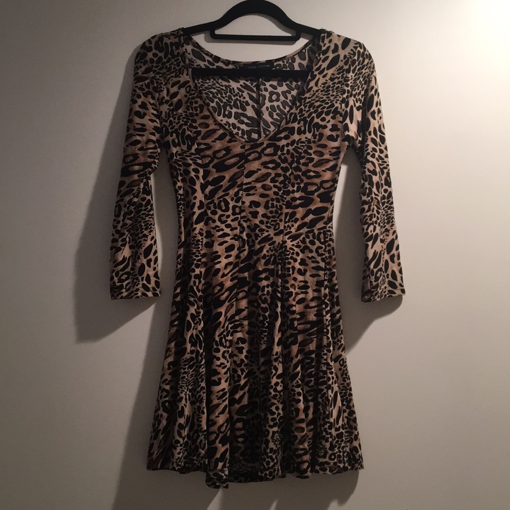 Leopard Print Suede Skater Dress