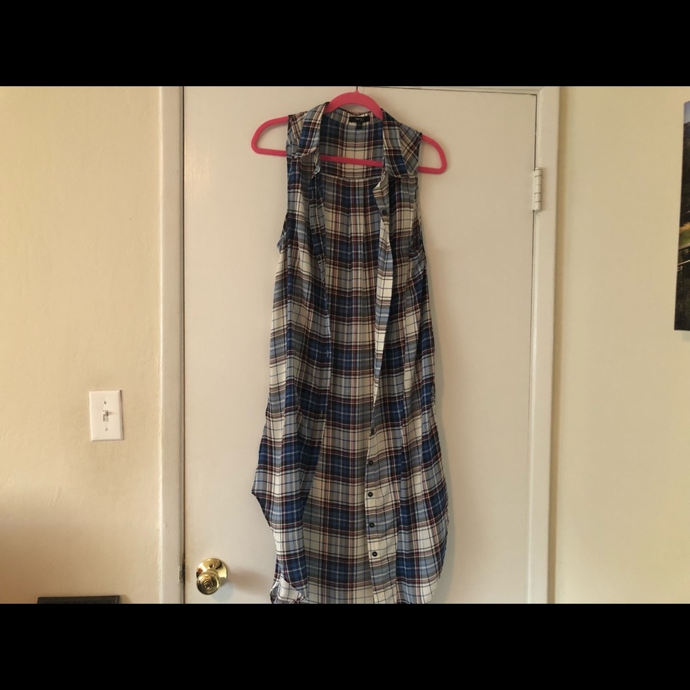 Plaid long vest