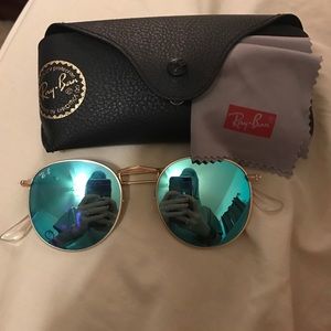 turquoise round rayban sunglasses