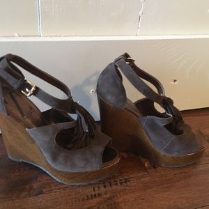 Brown Tassel Platform Heels