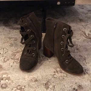 Green Suede Lace Up Boots