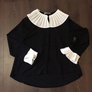 ASOS Black & white collared Victorian blouse NWOT
