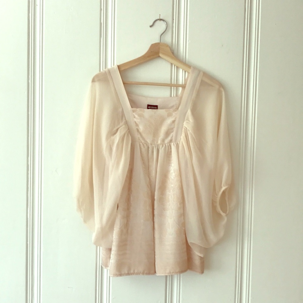Blush Burnout Velvet Tunic Blouse size US 2