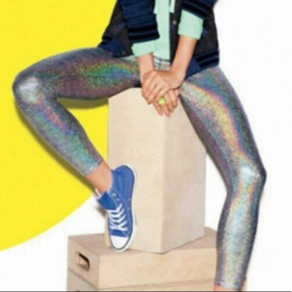 Vs pink holographic leggings Sz s