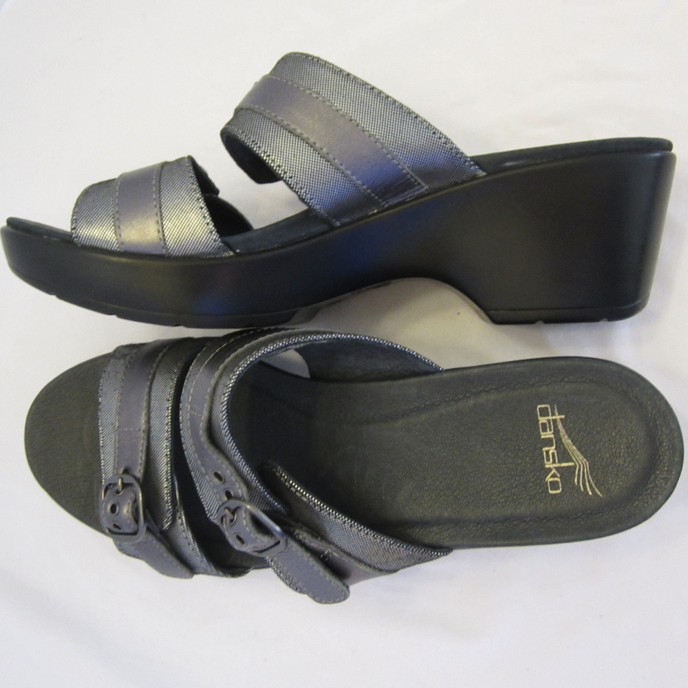Dansko Leather Silver Sandal Clog Size 41 US 11