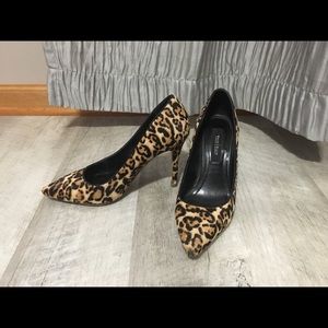 WHBM Leopard Calf Hair Heels. Sz 6.5.
