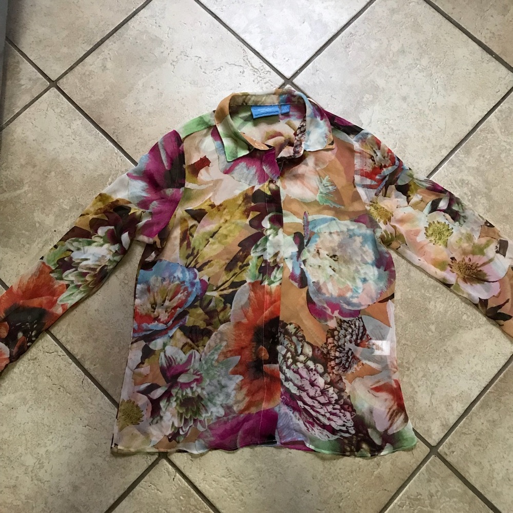 sheer floral blouse Vera Wang Simply Vera