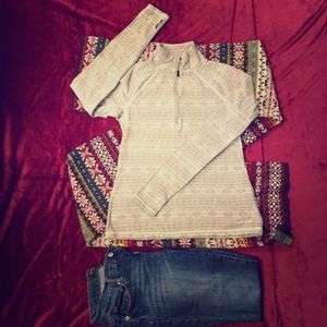 Eddie Bauer Half-Zip, Grey/White