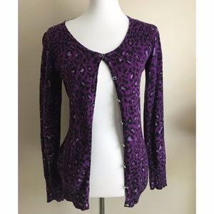 Purple Cheetah Print Cardigan