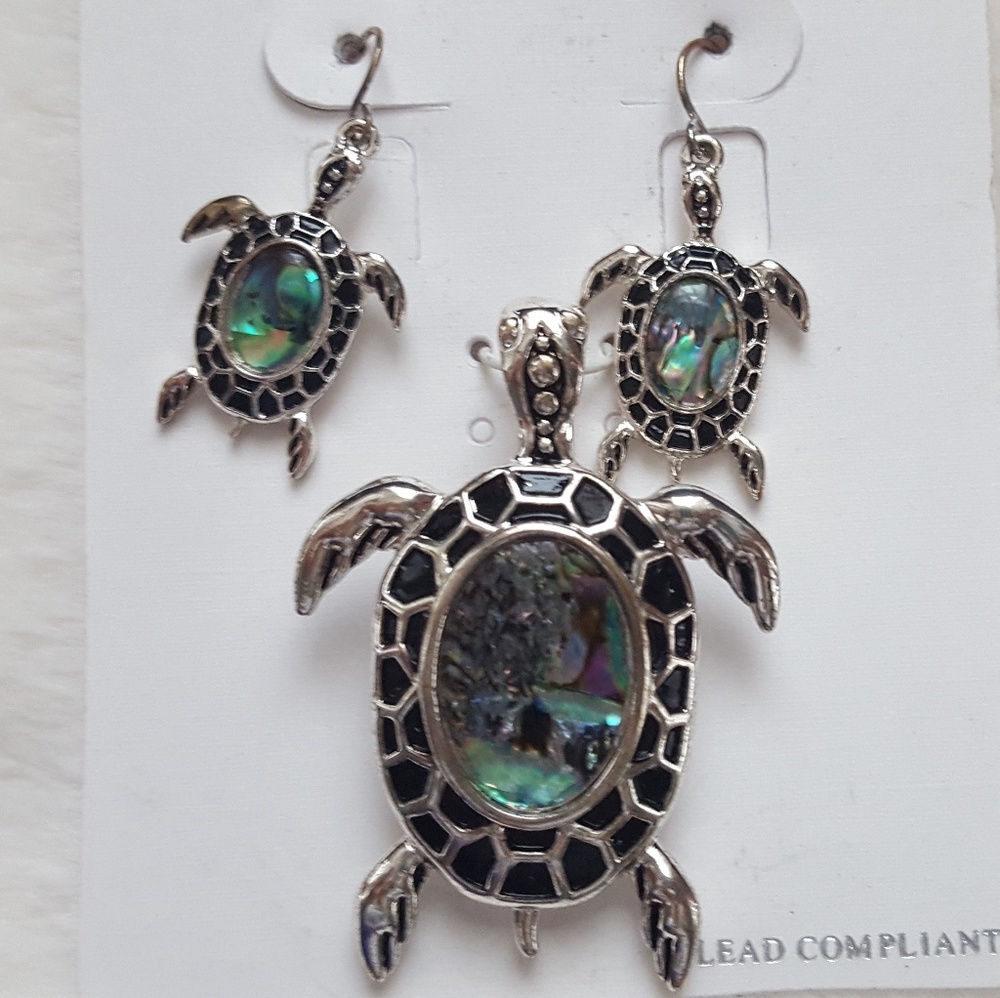 Turtle Earrings and Pin