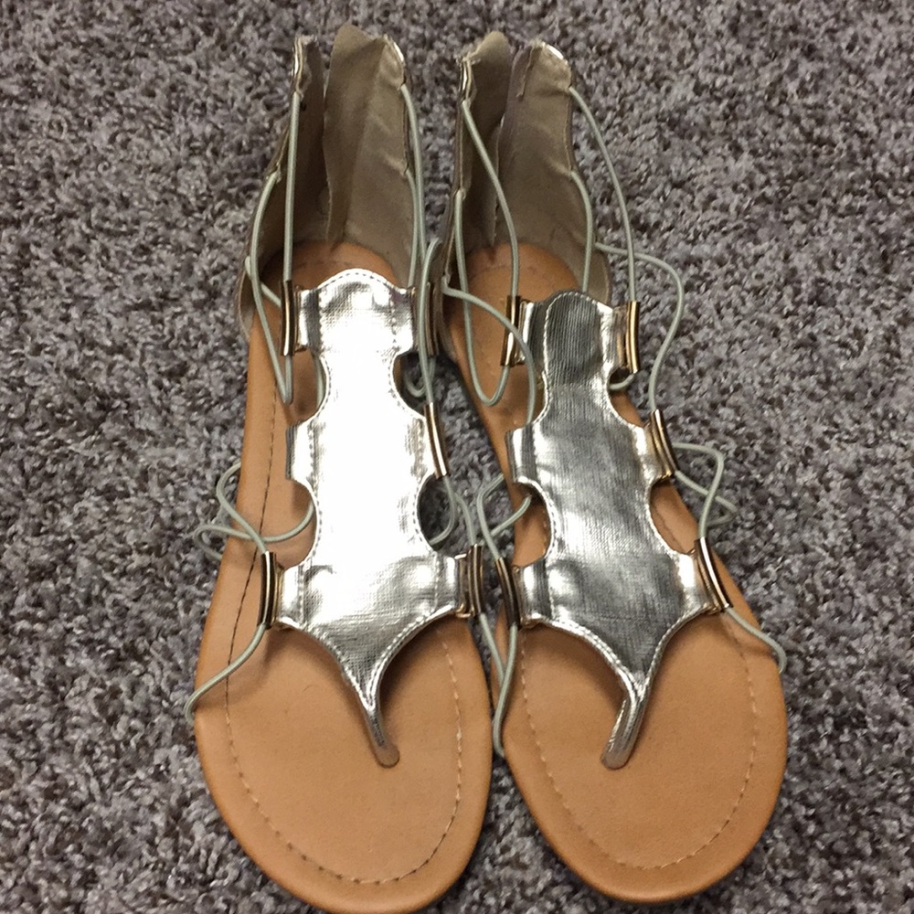 Silver sandals. Only worn once.