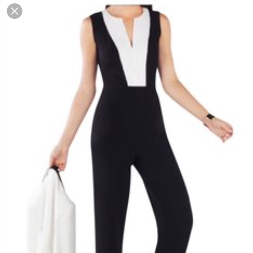 BCBGMAXARZARIA Black/White Tuxedo Jumpsuit/Romper