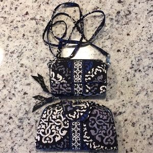 Vera Bradley 2 piece black and blue wallet set