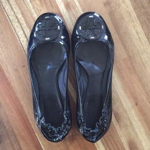 Tory Burch Black Patent Leather Reva Flats