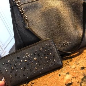 Coach Accordion Zip Wallet Star Rivets