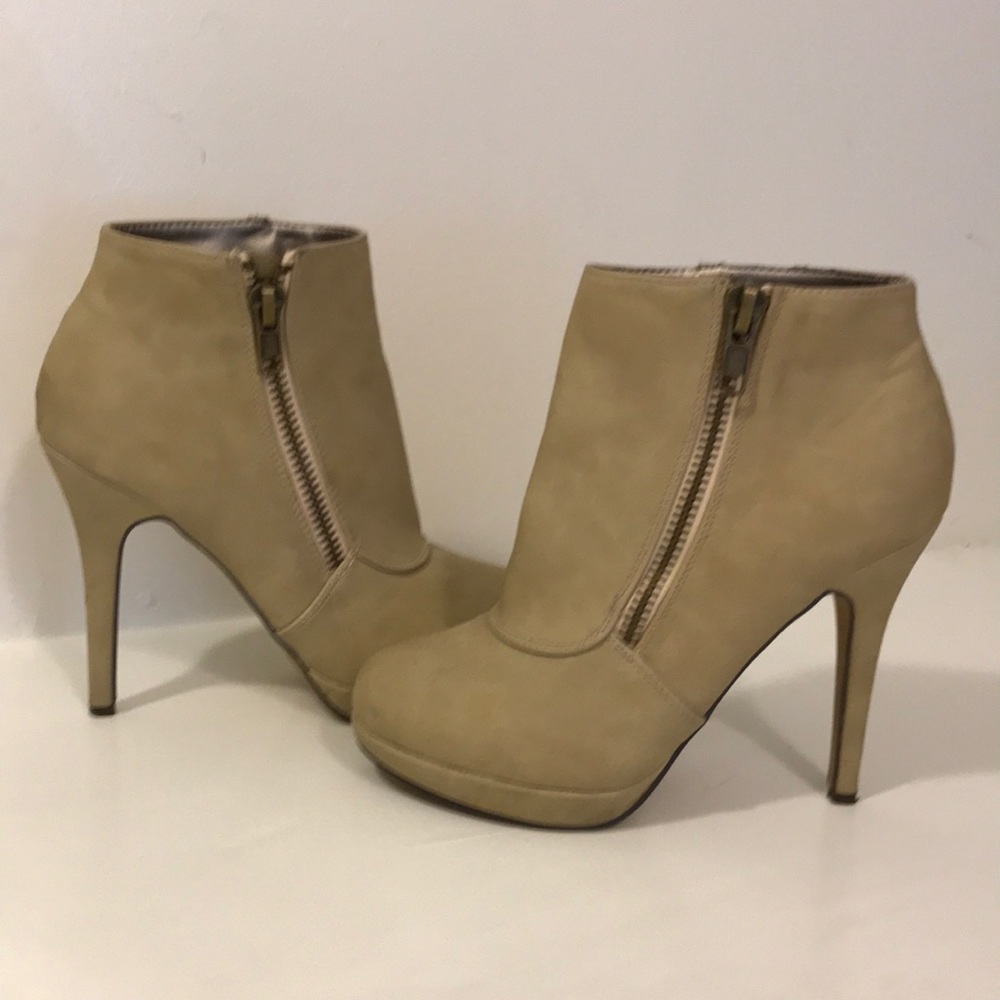 OBO - Tan Bootie Heels