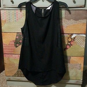 Black Tank with Leather Detail