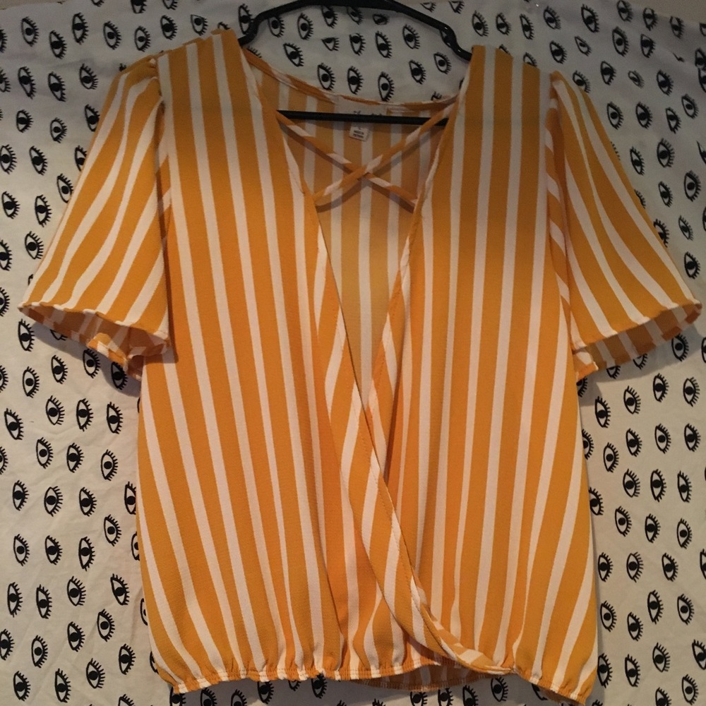 Yellow + White Striped Blouse