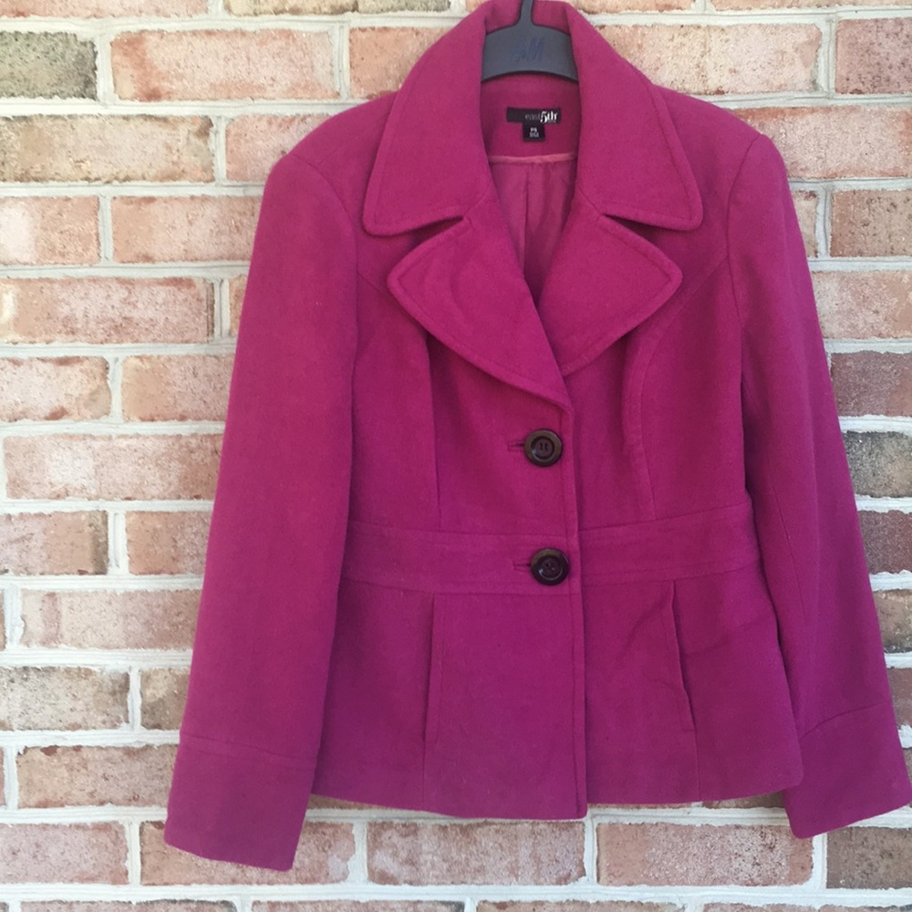 Purple wool blend pea coat jacket Sz Petite Small