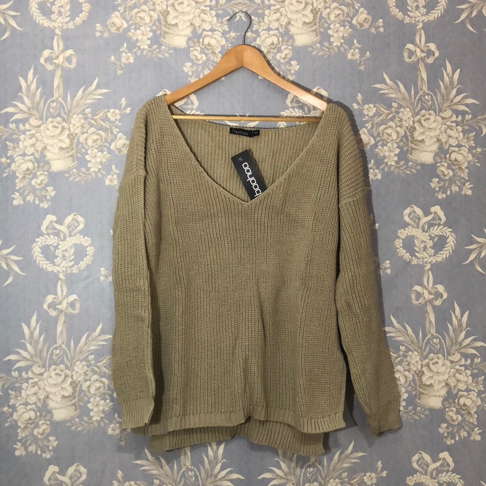 Side Split V Neck Jumper Sweater